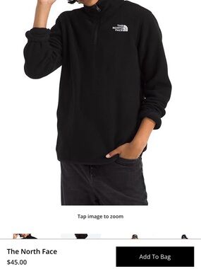 The North Face Black Half-Zip Fleece Pullover XL boys